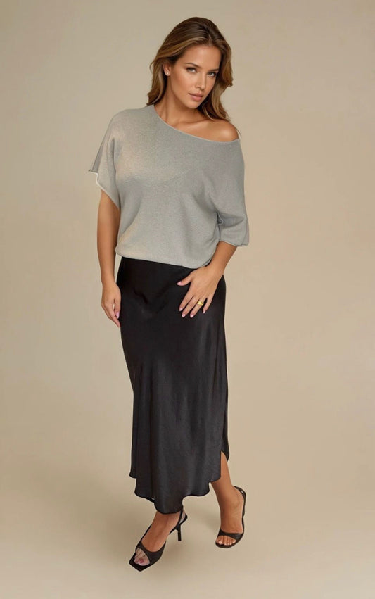Bias cut satin skirt