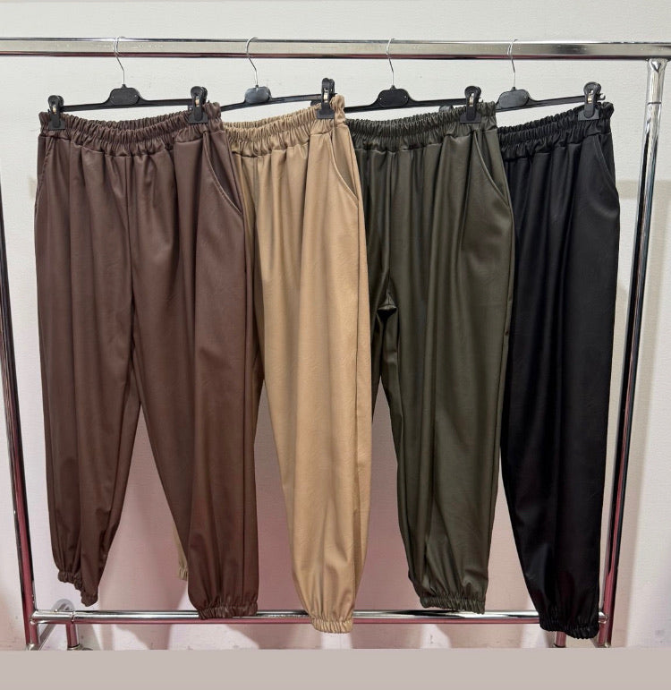 Faux leather trousers
