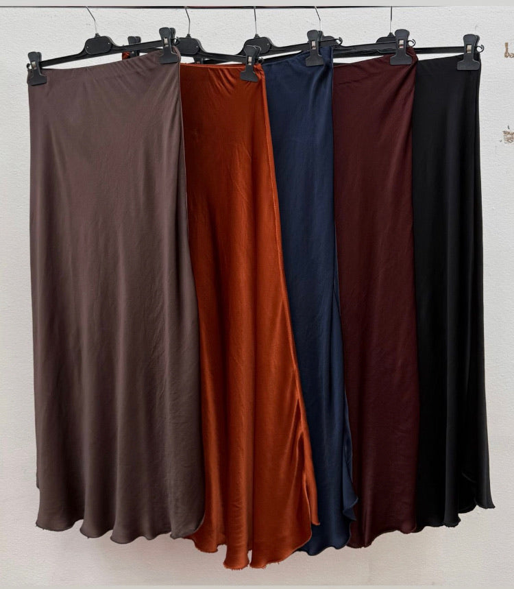 Bias cut satin skirt