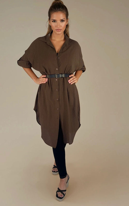 Belted shirt dress