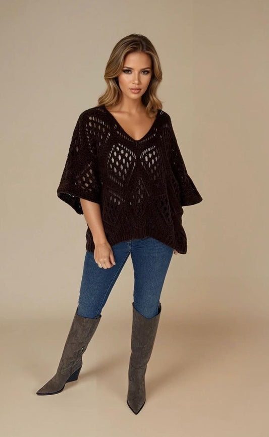Oversize wool crochet knit