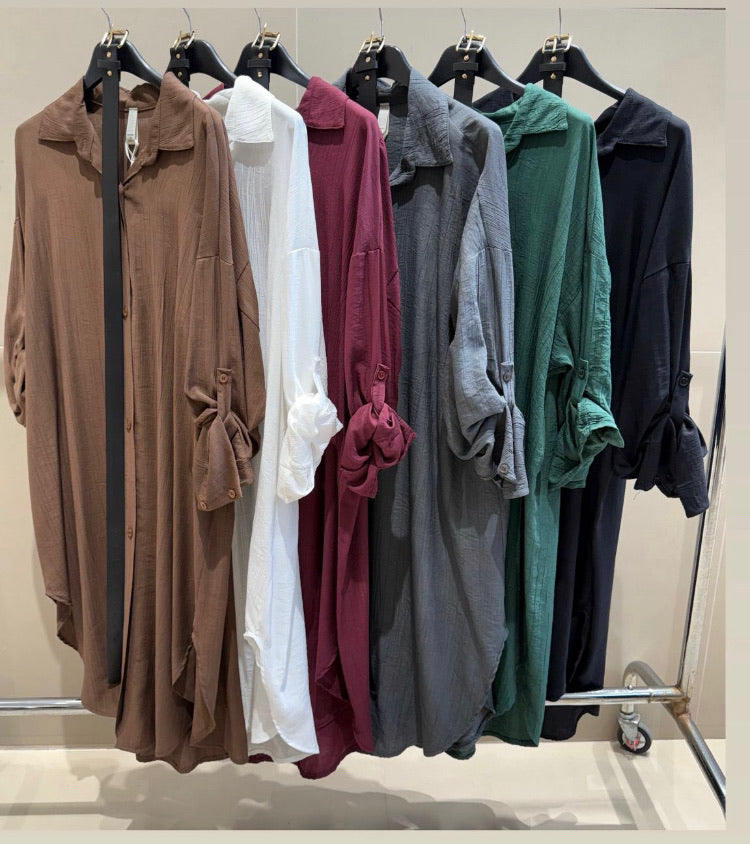 Belted shirt dress