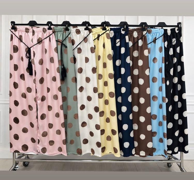 Polka dot satin palazzo trousers