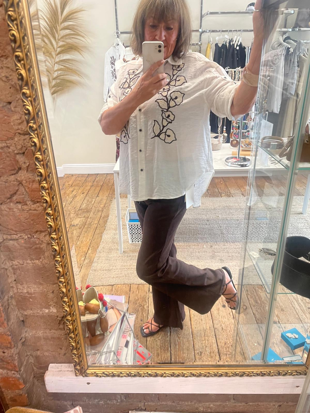 Embroidered oversize shirt