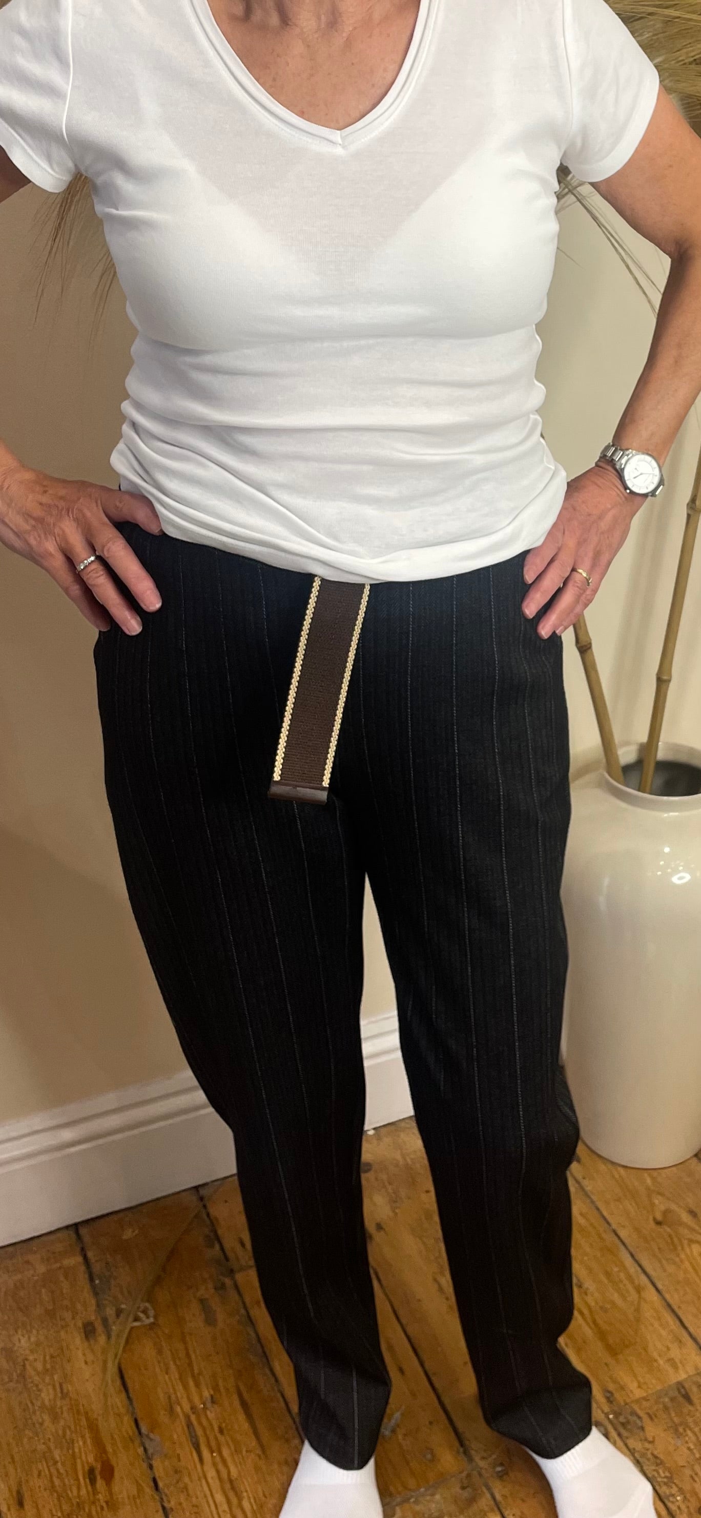 Herringbone print Magic jeggings belted
