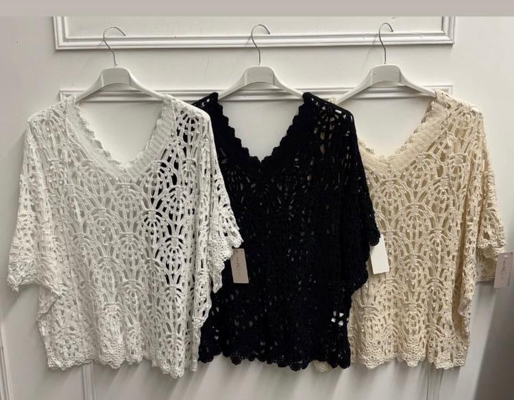Cotton crochet oversize top