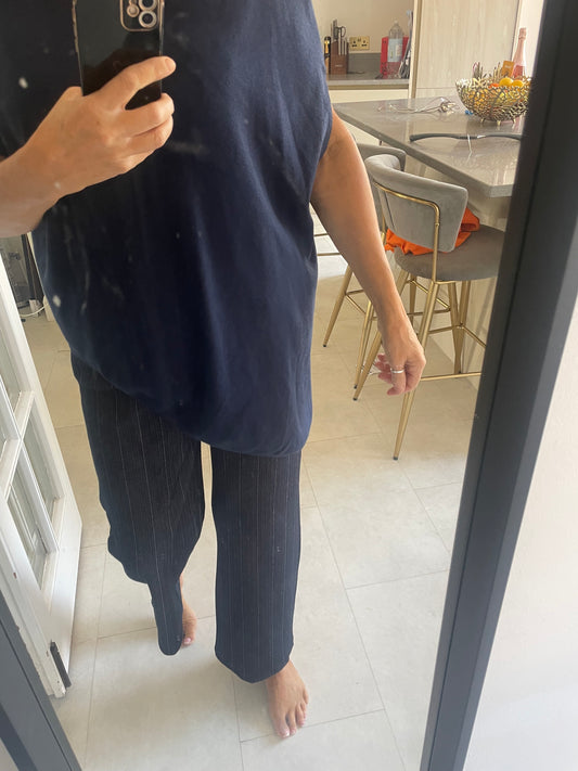 Herringbone stripe magic wide trousers