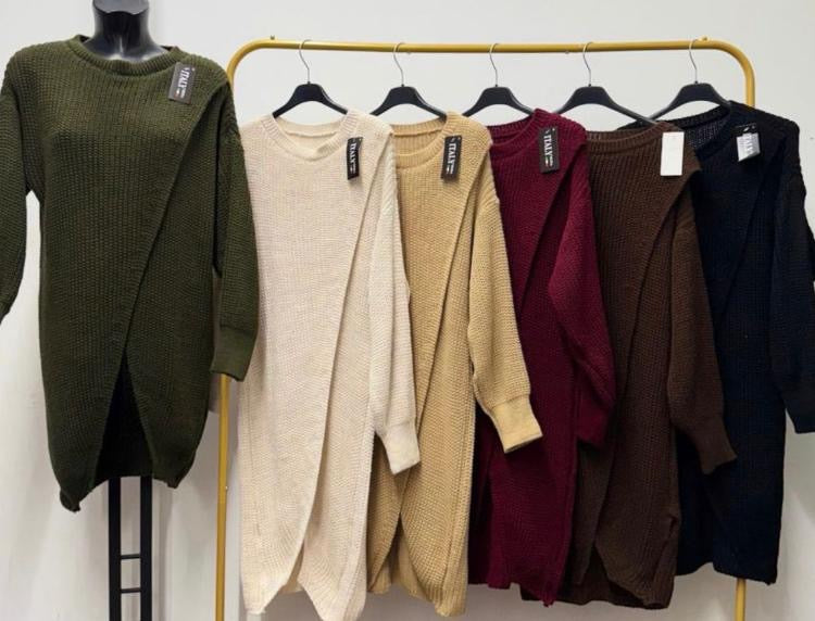 Crossover knit jumper dress