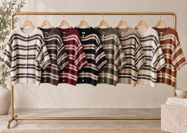 Alpaca wool mix stripe button jumper