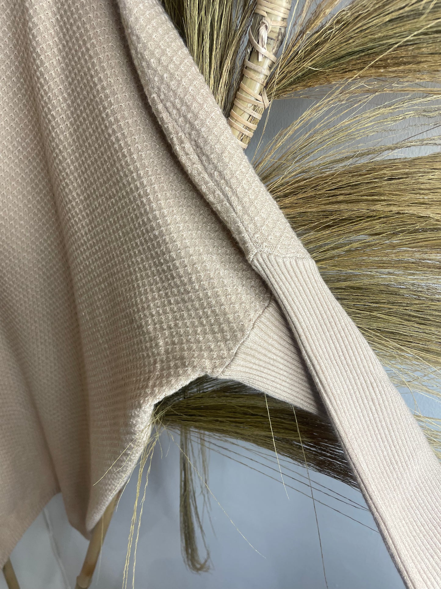 Textured V Jumper with pearl detail