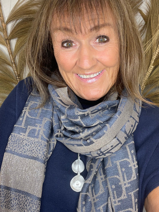 Metallic light wool /silk scarves