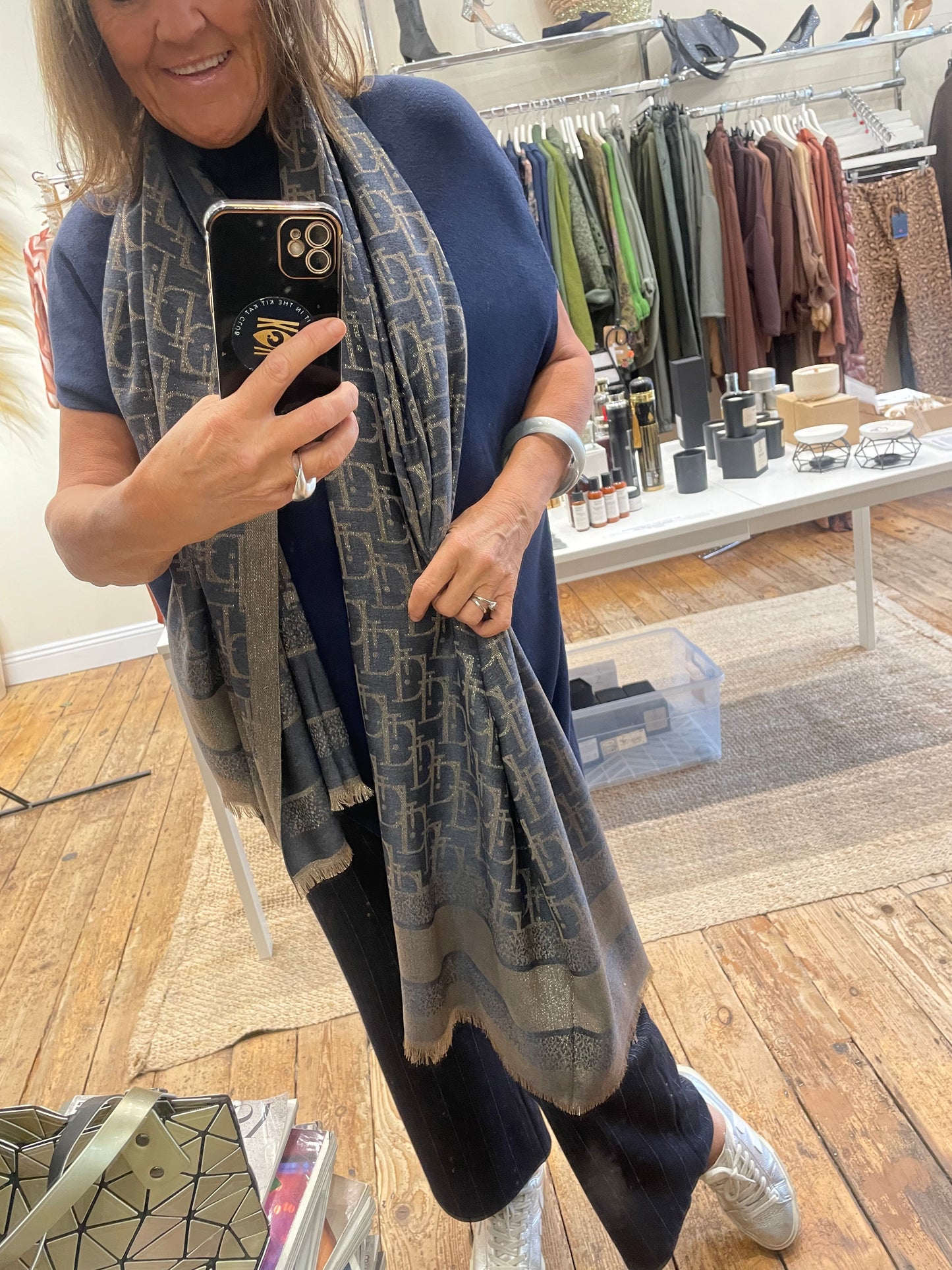 Metallic light wool /silk scarves
