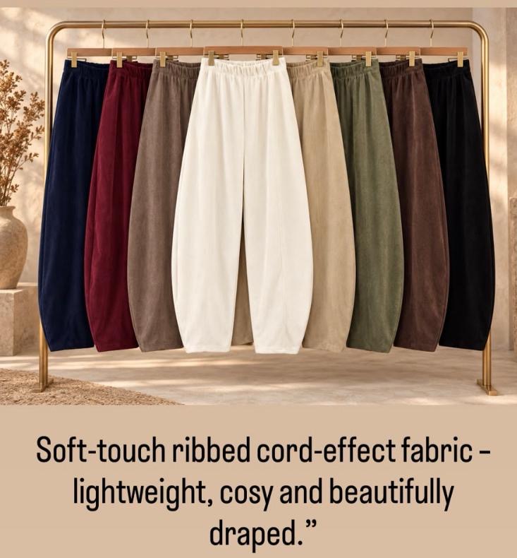 Rib soft touch Barrel trousers