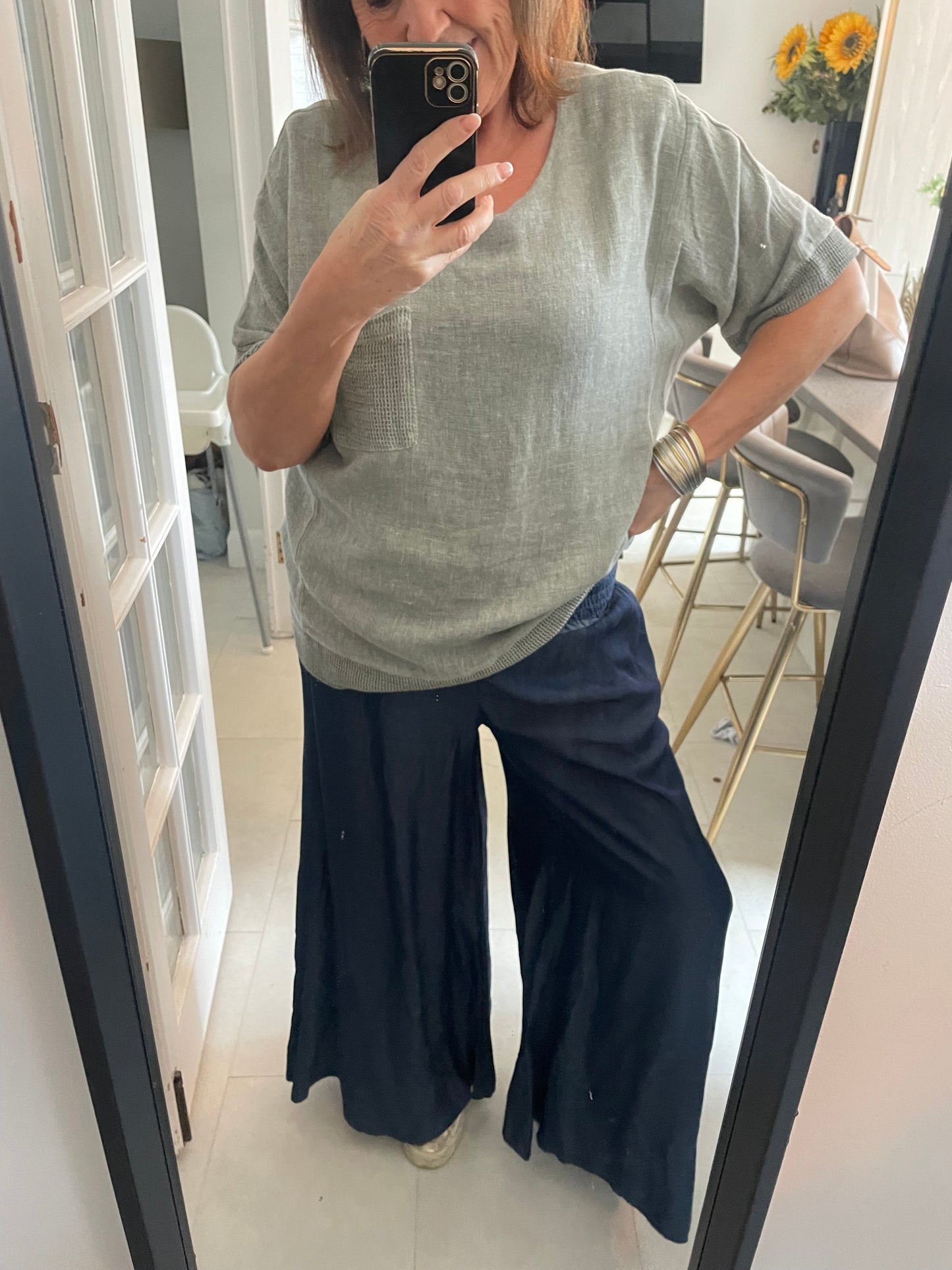 Chambray denim xwide trousers