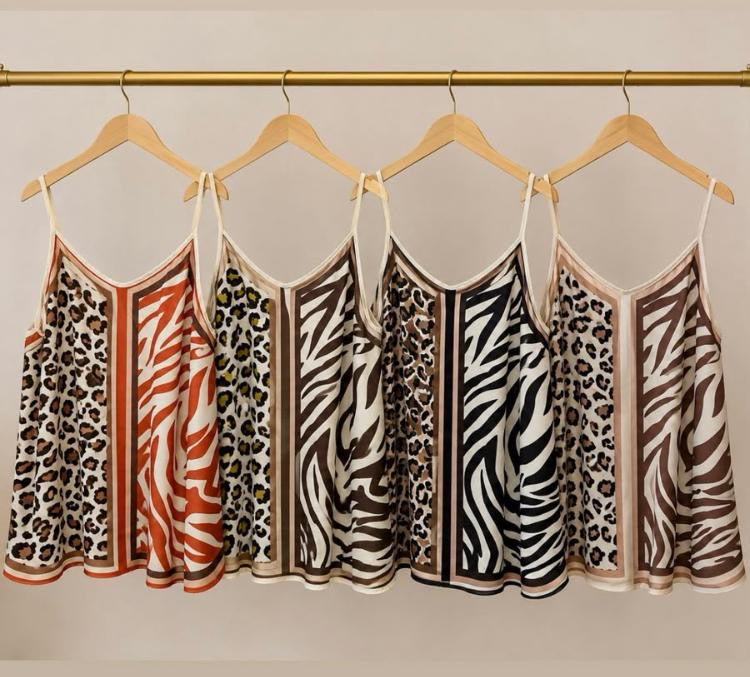 Animal print satin top
