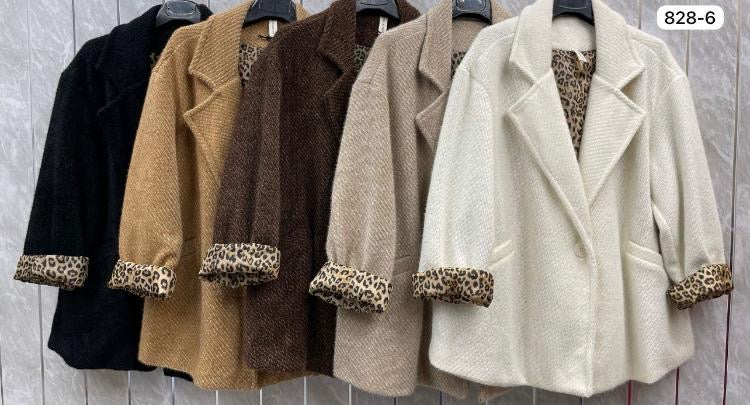 Leopard edge boxy blazer