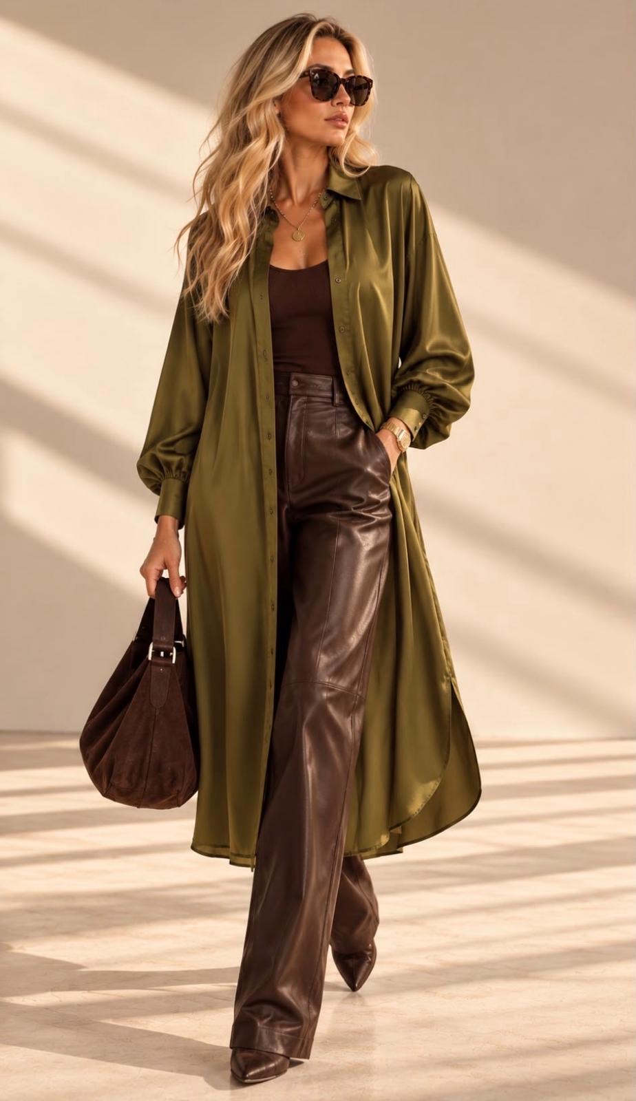 Satin longline shirt/dress