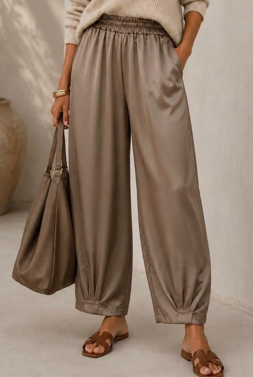 Satin pullon trousers