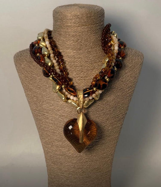 Chunky heart autumn necklace