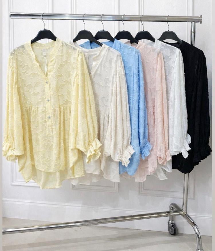 Textured batwing spring blouse