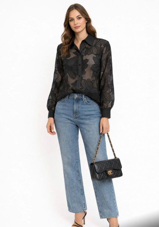 Mesh flower shirt