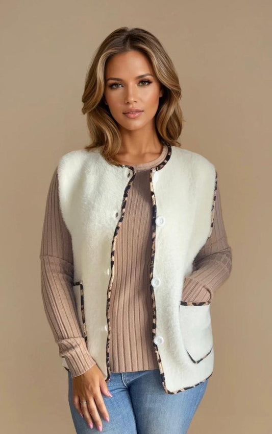 Wool leopard edge gilet