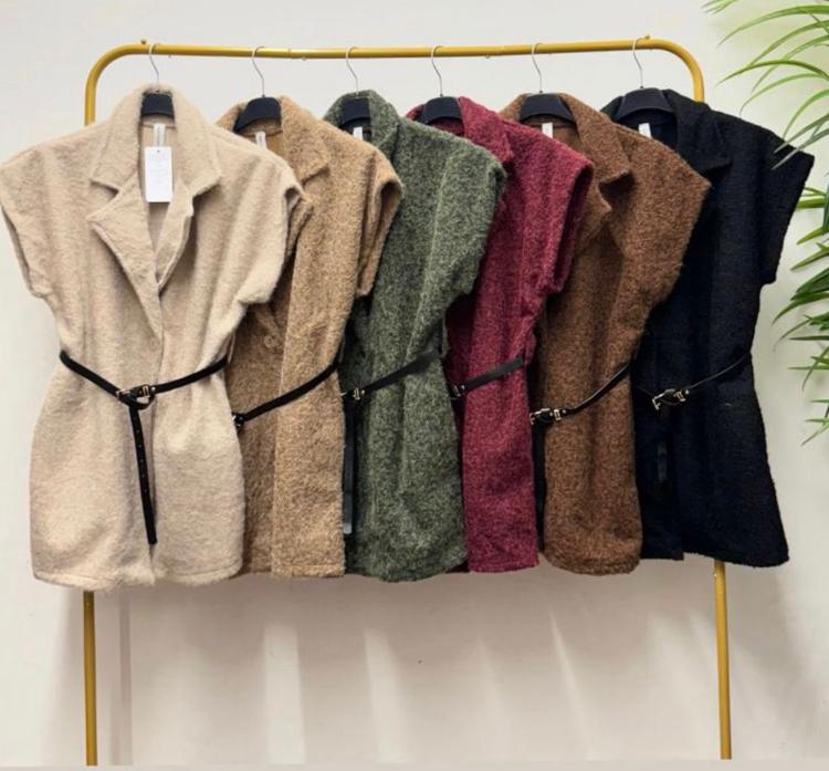 Felt wool belted gilet