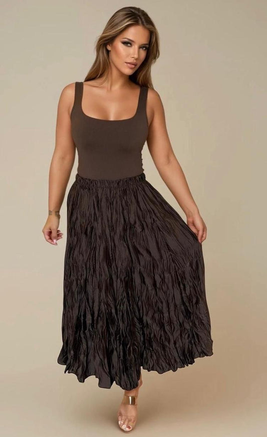 Satin crinkle skirt