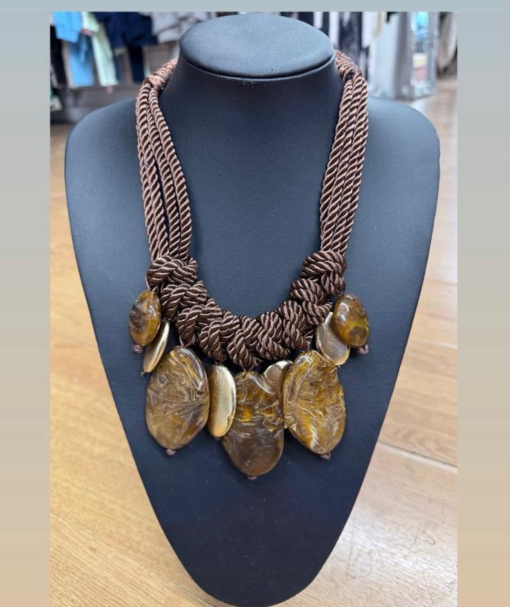 Autumn cord drop statement necklace