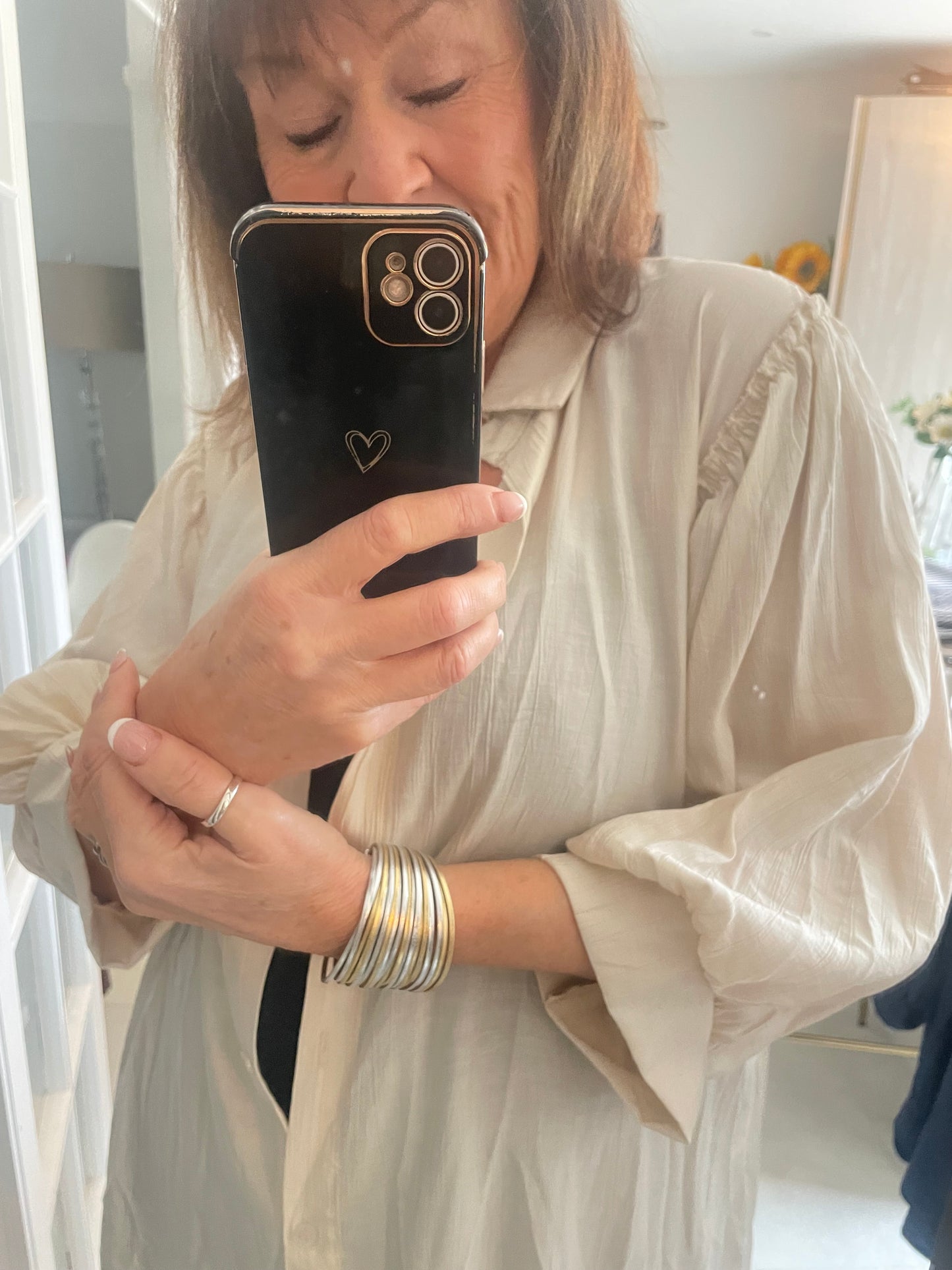 Frill shoulder detail oversize shirt