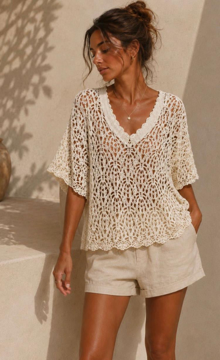 Cotton crochet oversize top