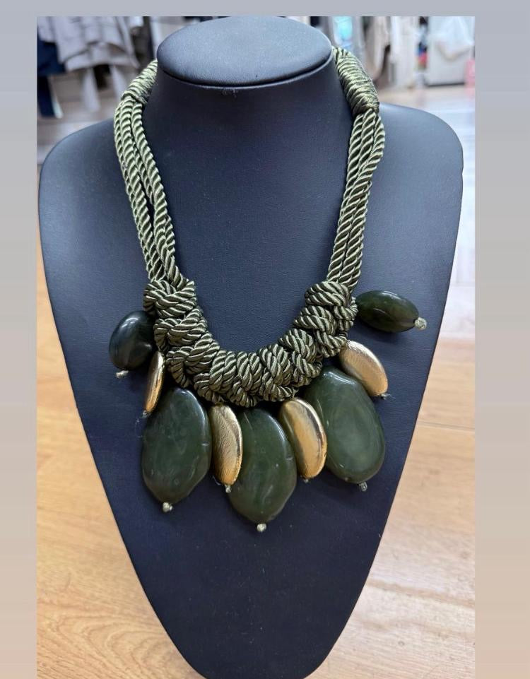 Autumn cord drop statement necklace