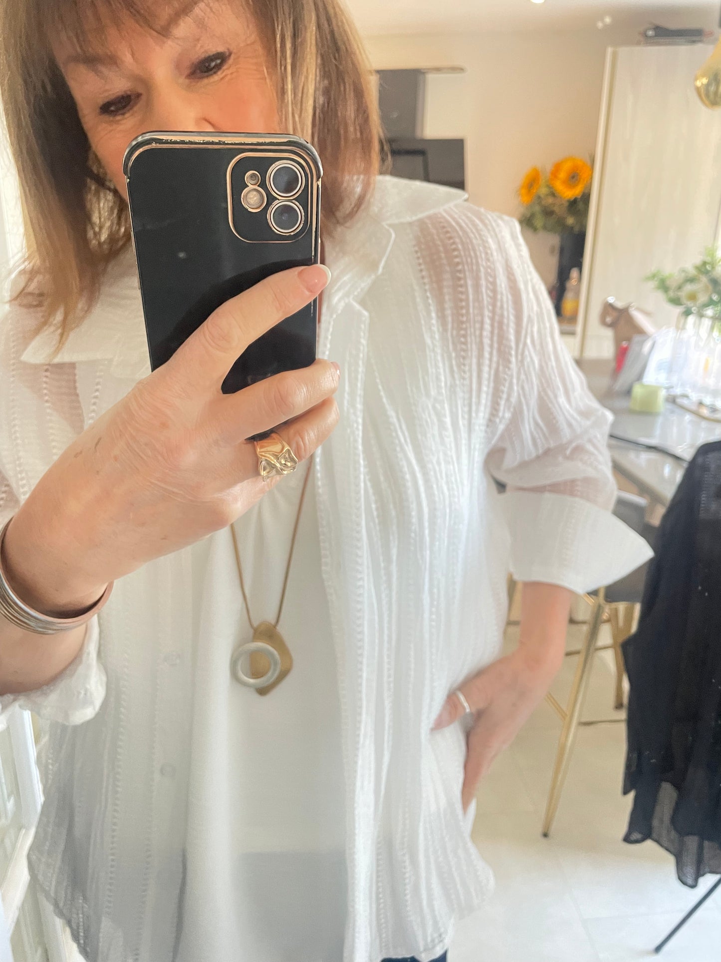 Textured sheer shirt