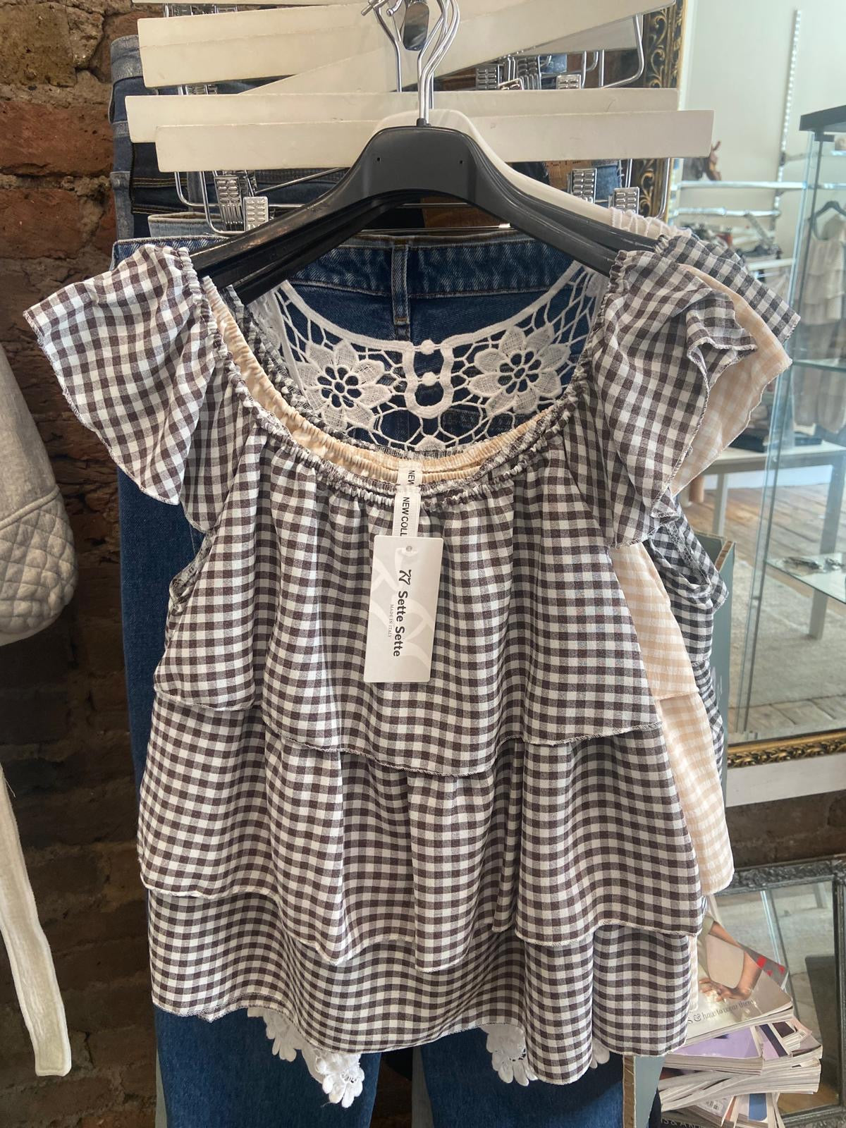 Gingham bardot top