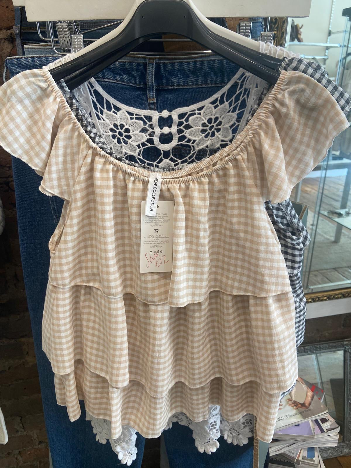 Gingham bardot top