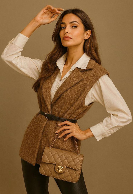 Felt wool belted gilet