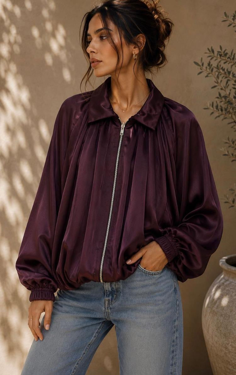 Satin zip Bomber jacket