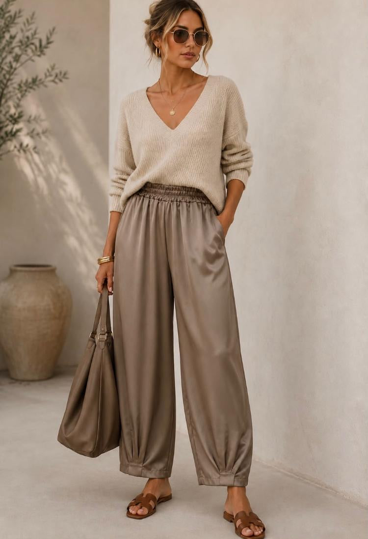 Satin pullon trousers