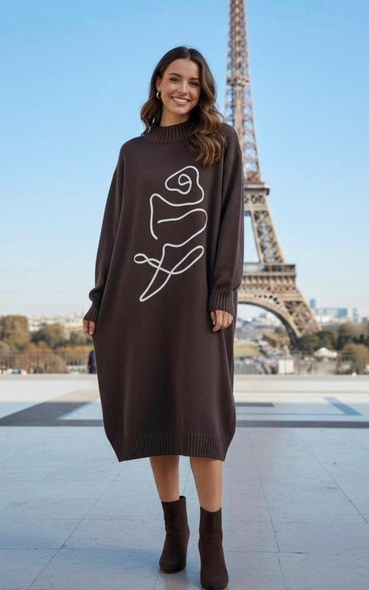 Sketch  flower embroidered Jumper dress