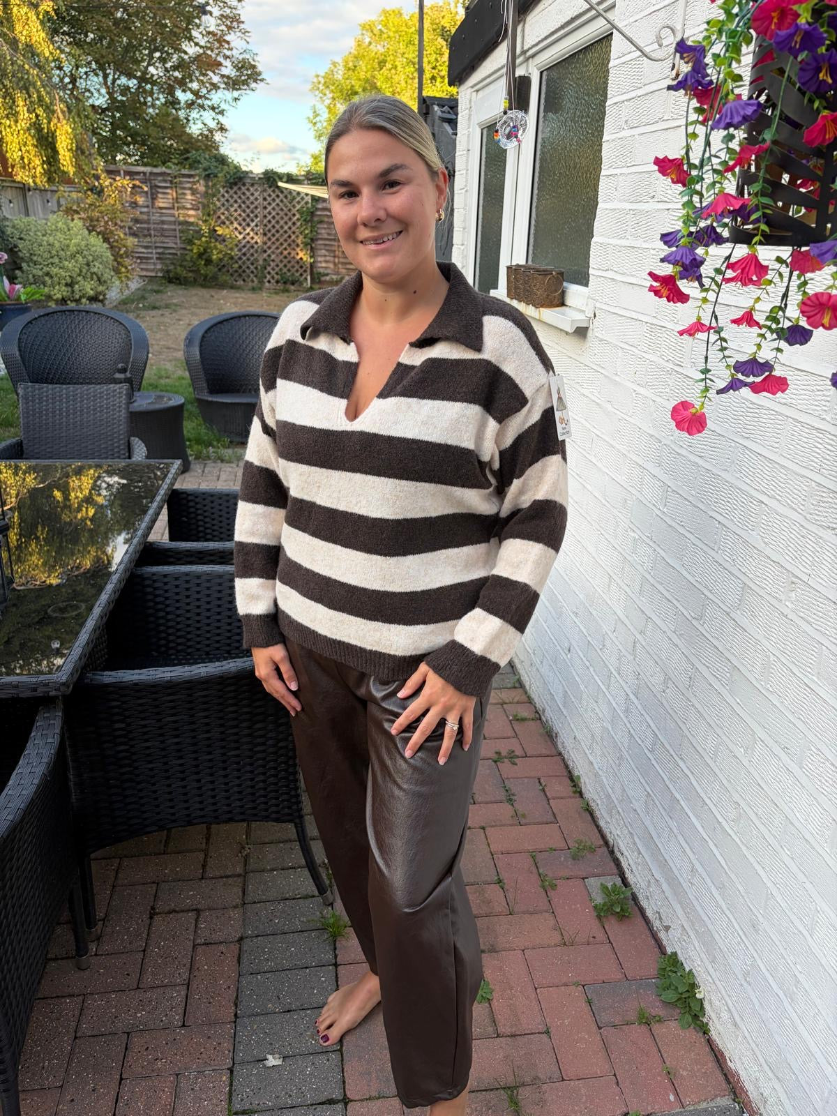 Pleather barrel trousers