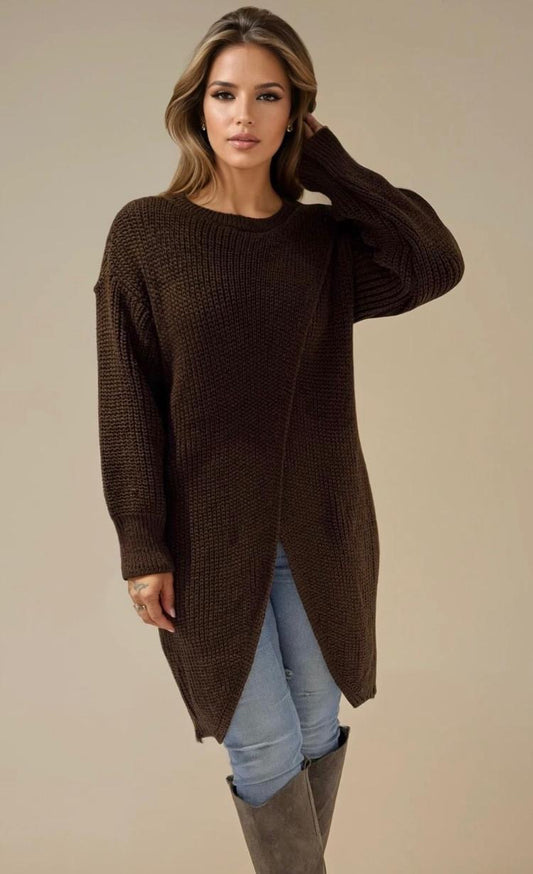 Crossover knit jumper dress