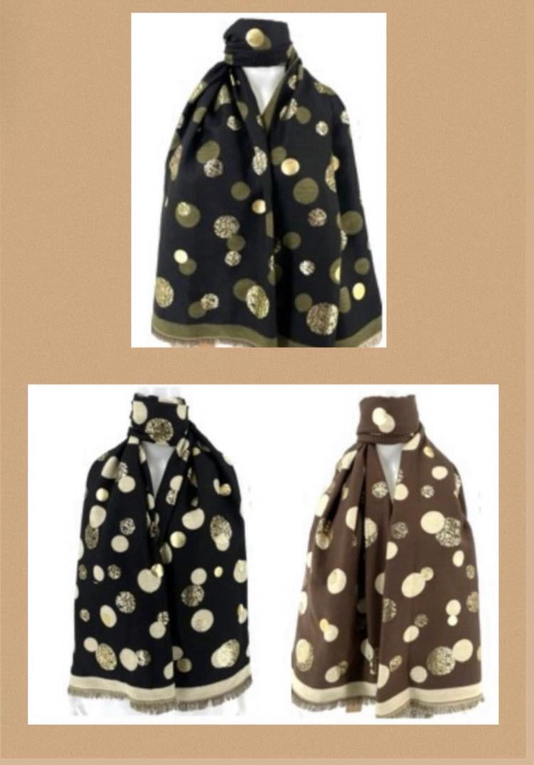 Metallic circles wool mix scarf
