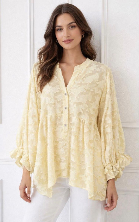 Textured batwing spring blouse
