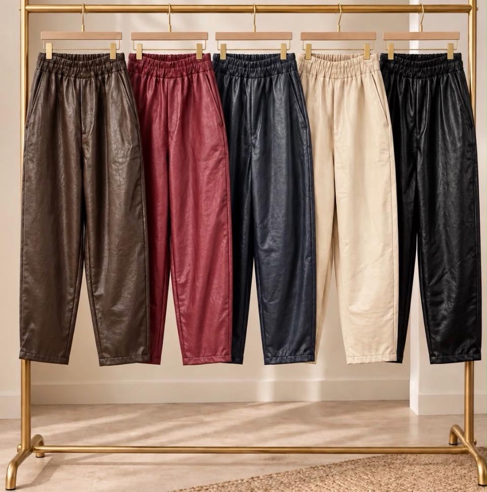 Pleather barrel trousers