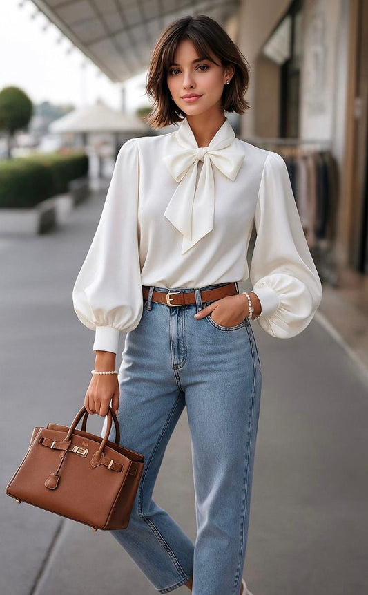Satin Bow Blouse