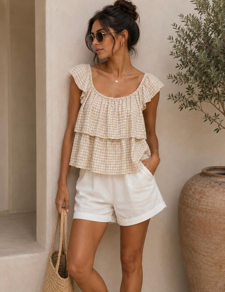 Gingham bardot top