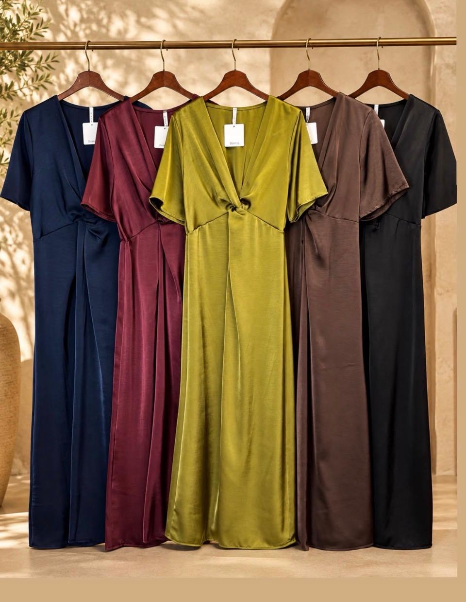 Satin knot maxi dress