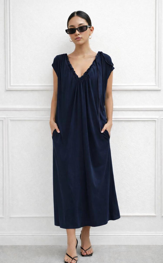 Ruched shoulder dress